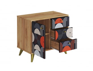 Комод Фьюжн КМ-002 дуб крафт золотой/ВИНИЛ / золотой/VINIL