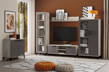 ТВ тумба Марсель НМ 013.45 Софт Графит Дуб Крафт серый