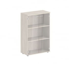 Шкаф средний двухдверный со стеклом Сигма СГ.813.ОЛ.ГЛ Дуб светлый / Sigma SG.813.OL.GL