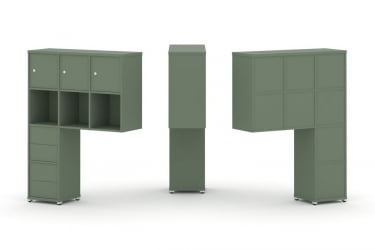 Надставка на стол высокая односторонняя + задняя стенка (8 шт.) + блок с 2-мя ящиками (2 шт.) + распашной фасад (3 шт.) CОНCЕПТ CН.ОНВ-006 Кобо Белый металл / CONCEPT CN.ONV-006