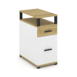 Тумба опорная/приставная с ящиком, распашным фасадом и надставкой CОНCЕПТ CН.ТГО-006 Б/В Дуб Винченцо Белый бриллиант Черный / CONCEPT CN.TGO-006 B/W