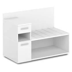 Тумба багажная с ящиком и дверью левый Орната 	Н-444 Л Белый Шагрень / Ornata