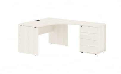 Стол эргономичный с тумбой правый ЕДИС ЕДCЕТ 1318 Р Ясень Траун Черный / EDIS EDCET R