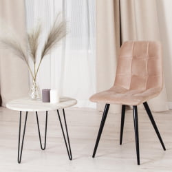 Стул CХИЛЛЙ (мод. 7095-1) ткань/металл, 45кс53х88 см, высота до сиденья 50 см, бежевый баркхат 5/черный / CHILLY (mod. 45x53х88 barkhat