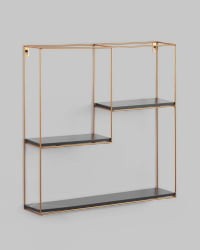 Полка Скуаре золотая Черный мрамор / Square