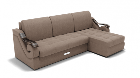 Диван Дубай-2 с оттоманкой угол левый/правый (ЗР) Цвет фасада: Светло коричневый; Тип: Левый/правый; Материал фасада: Металл/Велюр