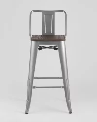 Стул полубарный Толикс Воод со спинкой Серебристый / Tolix Wood