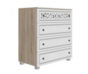 Комод Мадлен 07 Дуб сонома светлый Ясень белый Серебро