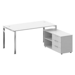 Стол рабочий руководителя с опорной тумбой левый МЕТАЛ СЙСТЕМ ДИРЕCТ БГ.СРТ-4.8 Пр Белый / METAL SYSTEM DIRECT