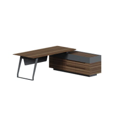 Стол руководителя на опорной тумбе КУАРТЗ КЗ.0101.БВ+КЗ.0201.БВ.ГФ.Р правый / QUARTZ QZ.0101.BW+QZ.0201.BW.GF.R