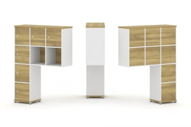 Надставка на стол высокая односторонняя + задняя стенка (8 шт.) + распашной фасад (6 шт.) CОНCЕПТ CН.ОНВ-009 Дуб Винченцо Белый бриллиант Белый металл / CONCEPT CN.ONV-009