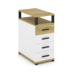 Тумба приставная с 4-мя ящиками и надставкой CОНCЕПТ CН.ТГО-003 Б/В Дуб Винченцо Белый бриллиант Черный / CONCEPT CN.TGO-003 B/W