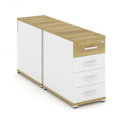 Тумба двухсторонняя опорная приставная с 4-мя ящиками CОНCЕПТ CН.ДТГО-002 Б/В Дуб Винченцо Белый бриллиант Белый / CONCEPT CN.DTGO-002 B/W