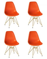 Стул обеденный ДОБРИН ДСР (ножки золотые, цвет оранжевый (О-02)) 4 шт / DOBRIN DSR (O-02))