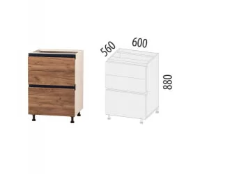 Напольный шкаф (3 ящика с доводчиком Титусофт) Дакота 61 / Titusoft)