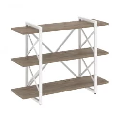 Стеллаж на регулируемых опорах - 3 полки ЛОФТ ВР.Л-МСТ.О-3.8В Металл белый Тиквуд темный / LOFT VR.L-MST.O-3.8V