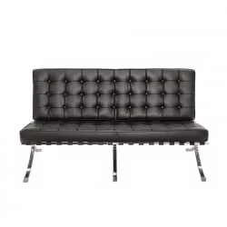 Диван с металлическими ножками Еверпроф Барселона - 2 экокожа Черный / Everprof Barcelona
