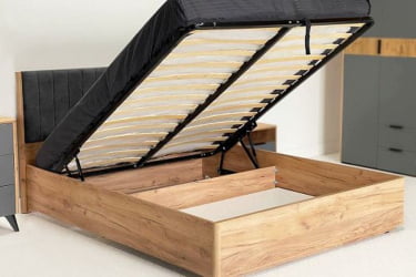 Кровать с подъемным механизмом 160х200 см Адам МСА-06 дуб крафт золотой/грей алькантара (велюр) / MSA-06