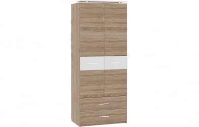 Шкаф (2 створки с ящиками) Импульс СН16.04 Дуб сонома/белый глянец / SN16.04