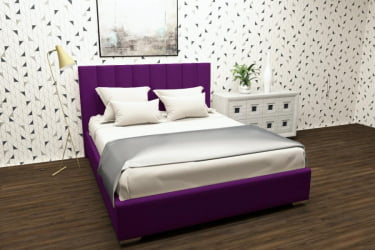 Кровать 160 на 200 Терра с ортопедическим основанием Цвет фасада: Фуксия; Материал фасада: Металл/Велюр; Спальное место: 1600х2000 мм