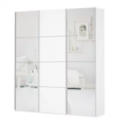 Шкаф-купе трехдверный Прайм 2100 Зеркало/ДСП/Зеркало Белый снег