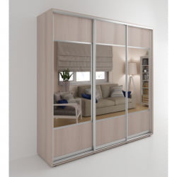 Шкаф-купе 3 двери с зеркалом Акцент-Дуэт Д 2100х600 Ясень шимо светлый