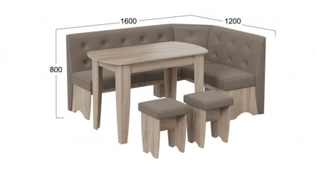 Кухонный уголок Барселона Дуб Сонома трюфель, Микровелюр Дуна Стоне / Duna Stone