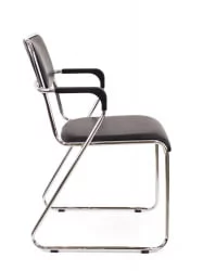 Кресло для посетителей Еверпроф Фикс Плус Хроме экокожа Черный / Everprof Fix Plus Chrome