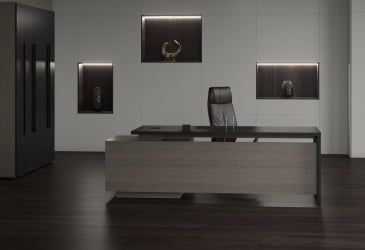 Кабинет руководителя ВЕЛИОН №2 Яшма черный Дуб Сильвер / VELION