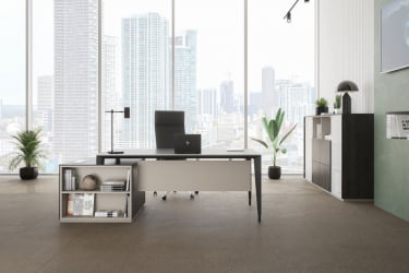 Комплект мебели для кабинета руководителя Атлас №04 Бренсон Трюфель Серый камень Антрацит / Atlas