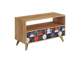 ТВ тумба ТМ-005  дуб крафт золотой/ВИНИЛ / золотой/VINIL