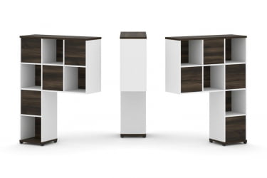 Надставка на стол высокая двухсторонняя + задняя стенка (8 шт.) CОНCЕПТ CН.ДНВ-001 Дуб Мали Белый бриллиант Черный металл / CONCEPT CN.DNV-001