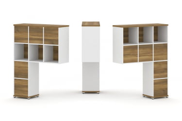 Надставка на стол высокая двухсторонняя + задняя стенка (8 шт.) + блок с 2-мя ящиками (2 шт.) CОНCЕПТ CН.ДНВ-006 Сандал Янтарный Белый бриллиант Белый металл / CONCEPT CN.DNV-006