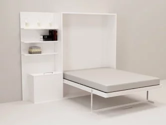 Откидная кровать с полкой Смарт 1 К 1600+П левая Белая шагрень