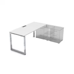 Стол рабочий, прямолинейный три опоры, правый ГЛОСС ЛИНЕ НСТП-О.985 Белый Премиум / GLOSS LINE