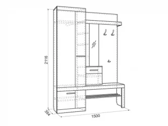 Прихожая Алекс ПР-0028 Дуб сонома Скала / PR-0028