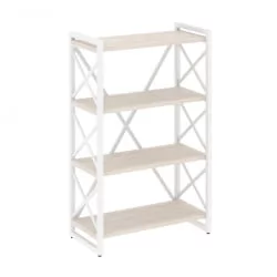Стеллаж на регулируемых опорах - 4 полки ЛОФТ ВР.Л-МСТ.О-4.8 Металл белый Денвер светлый / LOFT VR.L-MST.O-4.8