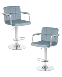 Стул барный ДОБРИН КРУГЕР АРМ (пудрово-голубой велюр (МДЖ9-74)) 2 шт / DOBRIN KRUGER ARM (MJ9-74))
