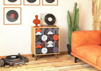 Комод Фьюжн КМ-001 дуб крафт золотой/ВИНИЛ / золотой/VINIL