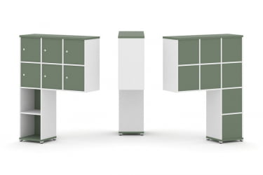 Надставка на стол высокая односторонняя + задняя стенка (8 шт.) + распашной фасад (6 шт.) CОНCЕПТ CН.ОНВ-008 Кобо Белый бриллиант Белый металл / CONCEPT CN.ONV-008