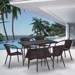 Комплект плетеной мебели Т198Д/Й137C-В53 Бровн 6Пcс / T198D/Y137C-W53 Brown 6Pcs