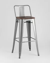 Стул барный Толикс Воод 75.5  со спинкой Серебристый / Tolix Wood