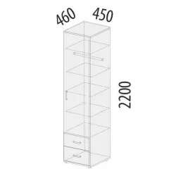 Шкаф-пенал Эверест 500.22 Дуб Кронберг/Белый шпон