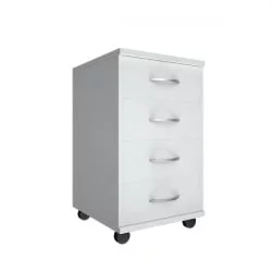 Тумба подкатная (4 ящика, с замком) Рива А.ТМ-4Ф Белый / Riva А.ТМ-4F