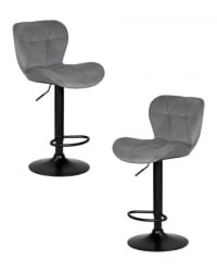 Стул барный ДОБРИН БАРНИ БЛАCК (серый велюр (МДЖ9-75)) 2 шт / DOBRIN BARNY BLACK (MJ9-75))