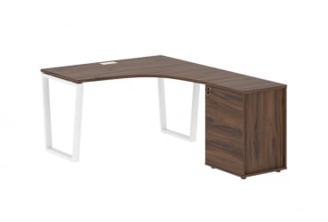 Стол эргономичный с тумбой правый ЕДИС ЕВCЕТ 1318 Р Дуб Денвер темный Белый / EDIS EVCET R