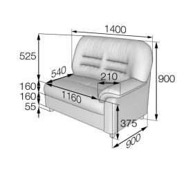 Диван двухместный подлокотник левый Премьер В-100/7 / V-100/7