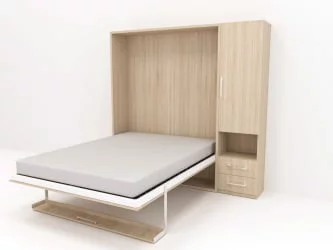 Кровать с подъёмным механизмом Смарт 1 со шкафом 1600 правый Ясень шимо темный