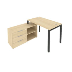 Рабочая станция на П-образном м/к с опорной тумбой левая Метал Сйстем Б.РС-СТС-2.2 Л Акация/Антрацит / Metal System