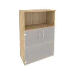 Шкаф средний широкий (2 низких фасада стекло) ОНИКС О.СТ-2.2 Тиквуд Светлый / ONIX O.ST-2.2